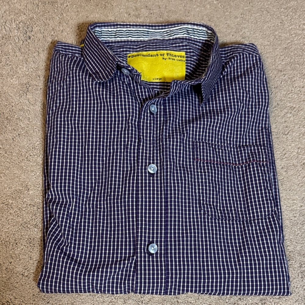 Descendant of Thieves Men’s Slim Fit Dress Shirt Purple Check Long Sleeve XL